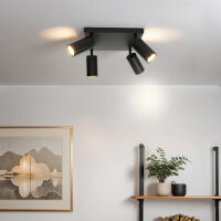 Deckenlampe Schwarz B: 25 cm schwenkbar 4-flammig GU10