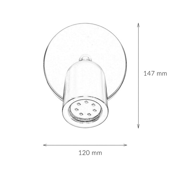 Wandspot Schwarz Ø 12 cm klein schwenkbar 1-flammig GU10