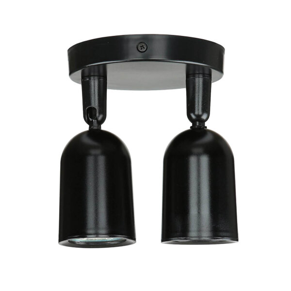 Deckenleuchte Schwarz Ø 13 cm klein schwenkbar 2-flammig GU10