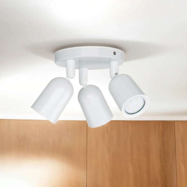 Deckenstrahler 3-flammig Weiß Ø 15 cm klein rund GU10
