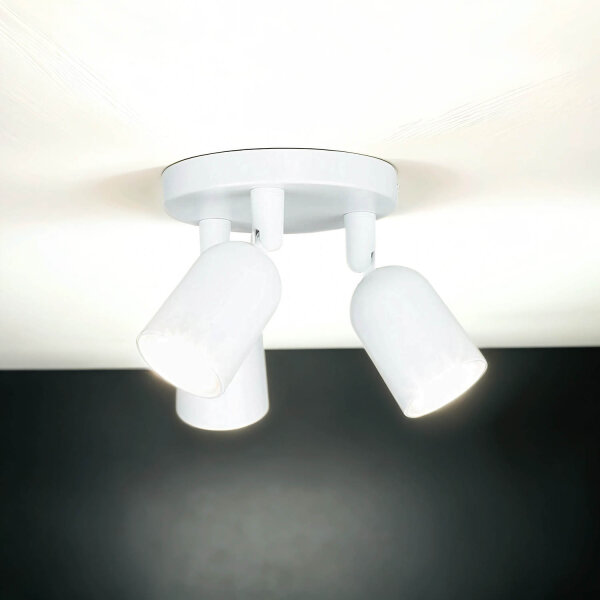 Deckenstrahler 3-flammig Weiß Ø 15 cm klein rund GU10