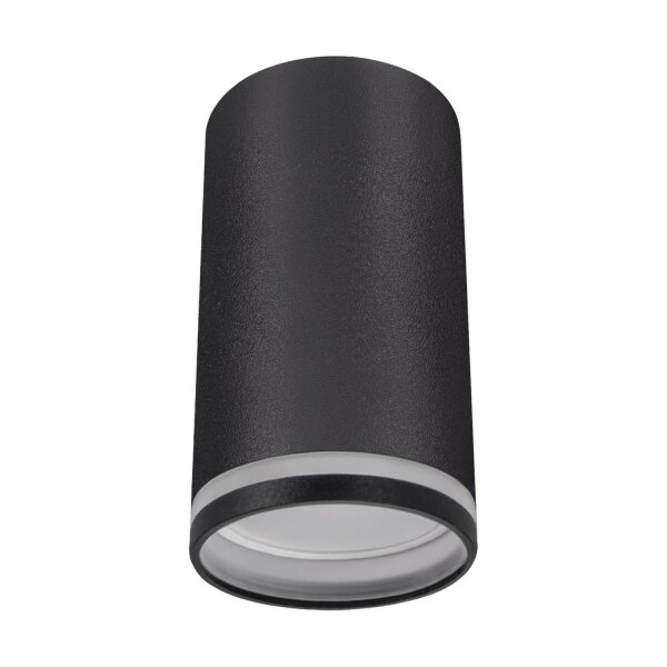 Deckenleuchte Schwarz GU10 Ø 5,5 cm H: 10 cm Metall Aufputz