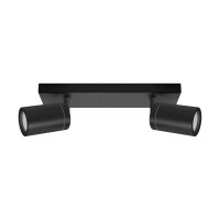 Deckenstrahler IP44 B: 25 cm 2-flammig in Schwarz klein GU10