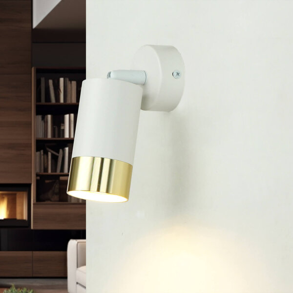 Wandlampe Weiß Gold Ø 7 cm klein schwenkbar GU10 Metall