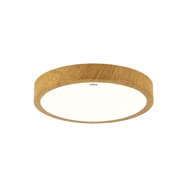 LED Deckenlampe IP44 Ø 28 cm rund 4100 K Holzoptik klein