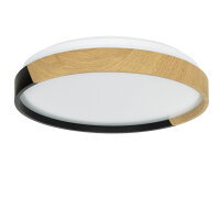 Deckenleuchte LED Ø 33 cm rund Holz-Optik Schwarz...