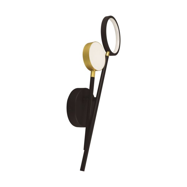 LED Wandleuchte H: 52,5 cm 2-flammig 4200 K 580 lm Schwarz Gold