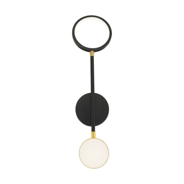 LED Wandleuchte Metall H: 52,5 cm Schwarz Gold 4200 K 2-flammig