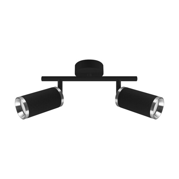 Deckenspot Metall B: 26,5 cm klein 2-flammig GU10 Schwarz Chrom