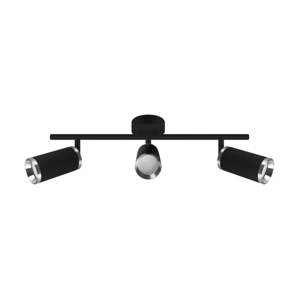 Deckenlampe 3-flammig B: 46 cm Metall GU10 Schwarz Chrom LAYLA