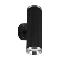 Wandleuchte Up Down H: 17 cm Schwarz Chrom 2x GU10 Metall