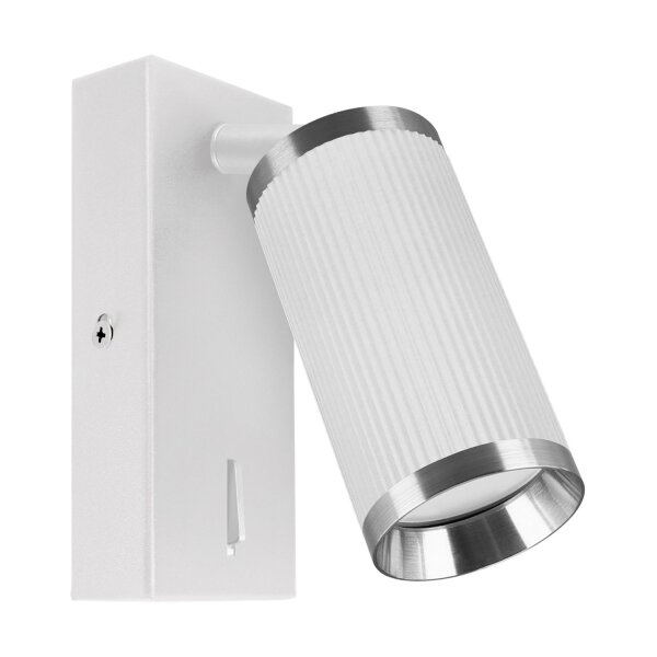 Wandlampe mit Schalter Metall GU10 schwenkbar Weiß Chrom