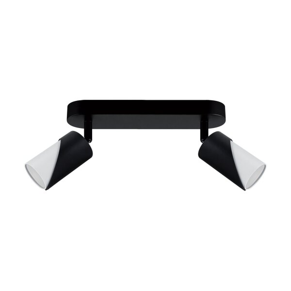 Deckenstrahler 2-flammig B: 26 cm Schwarz Weiß GU10 Metall