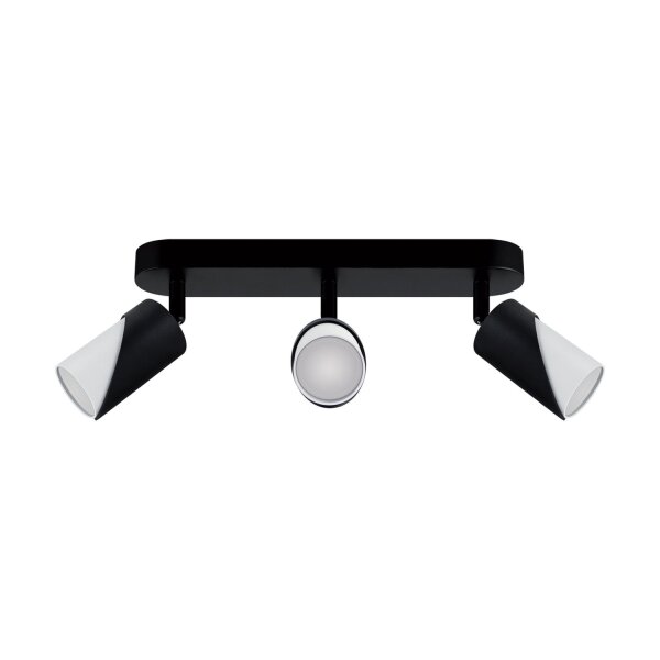 Deckenlampe Metall B: 26 cm in Schwarz Weiß 3-flammig GU10