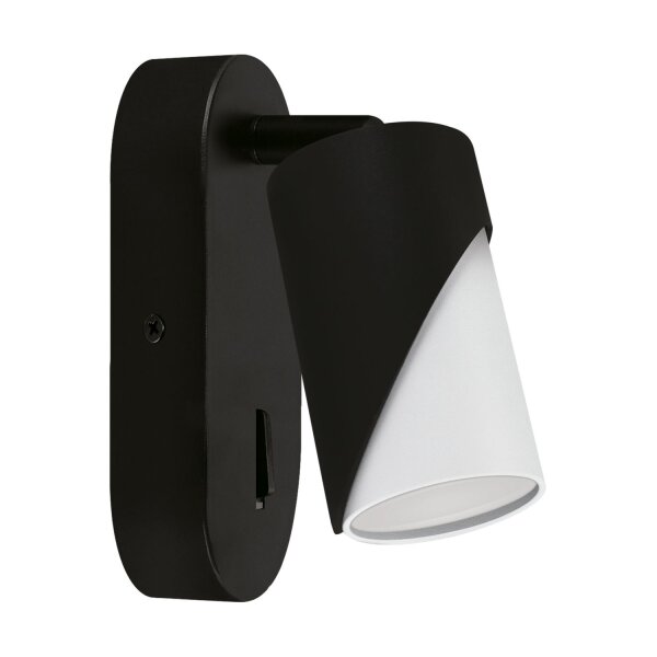 Wandlampe mit Schalter Metall GU10 schwenkbar Schwarz Weiß