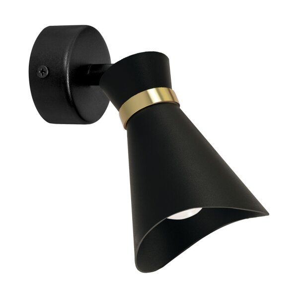 Wandlampe Schwarz Gold B: 8,6 cm klein schwenkbar E14