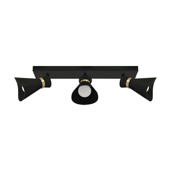 Deckenstrahler 3-flammig B: 38 cm E14 in Schwarz Gold ELINA