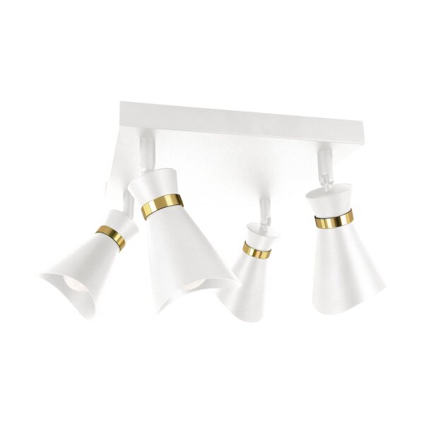Deckenstrahler 4-flammig B: 25 cm klein E14 in Weiß Gold