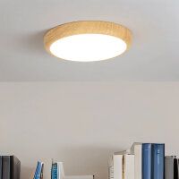 LED Deckenleuchte Holz Optik &Oslash; 25 cm rund 2 Lichtmodi