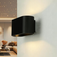Schwarze Wandleuchte Up Down B: 16 cm H: 8 cm Aluminium G9