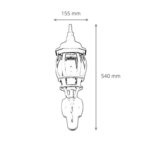 Außen Wandlampe Rustikal E27 H: 54 cm in Kupfer Antik