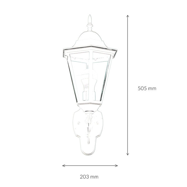 Außenwandlampe E27 IP44 H: 50,5 cm Rustikal in Weiß Gold BRISTOL