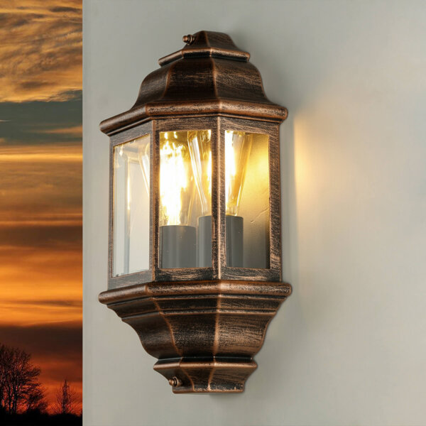 Rustikale Wandlampe Außen Kupfer Antik LIVORNO 2xE27