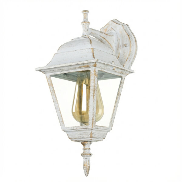 Außenlampe E27 IP44 H: 34,5 cm in Weiß Gold Rustikal