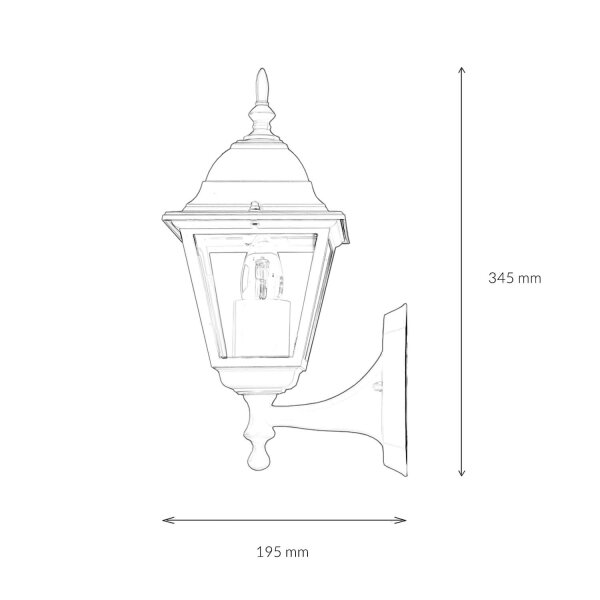 Außenleuchte IP44 in Weiß Gold E27 H: 34,5 cm Glas Alu TIROL