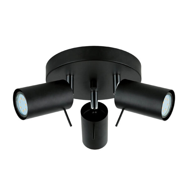 Deckenstrahler 3-flammig Schwarz Metall Ø 20 cm GU10