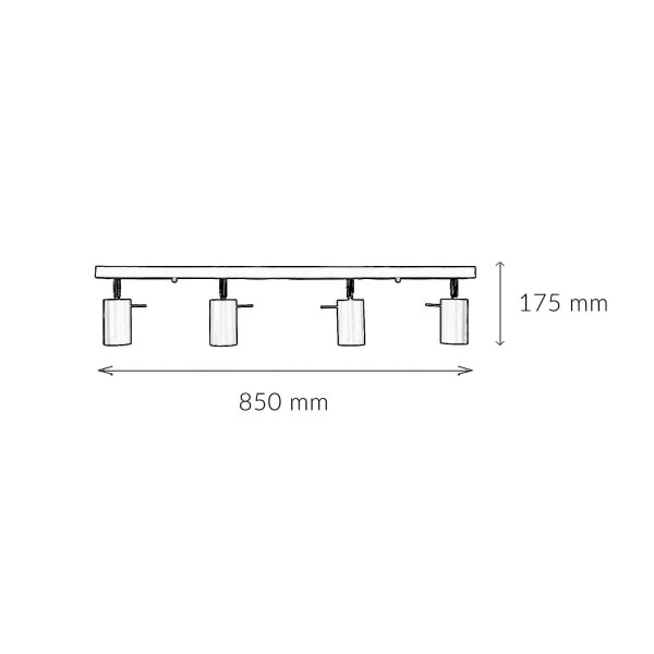 Deckenstrahler Metall 4-flammig 80 cm länglich GU10 Weiß