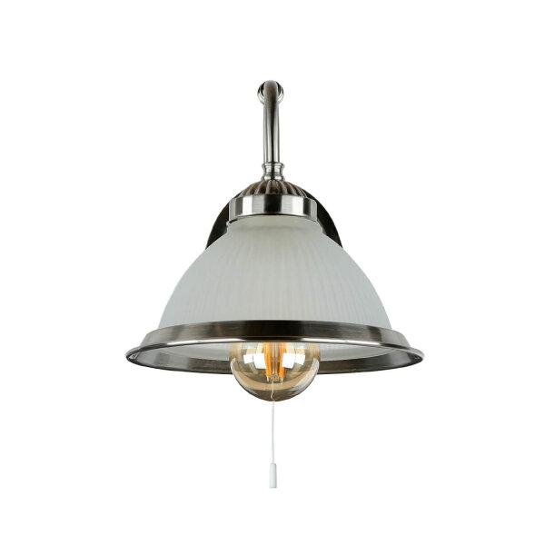 Jugendstil Wandleuchte E27 mit Glasschirm Silbern