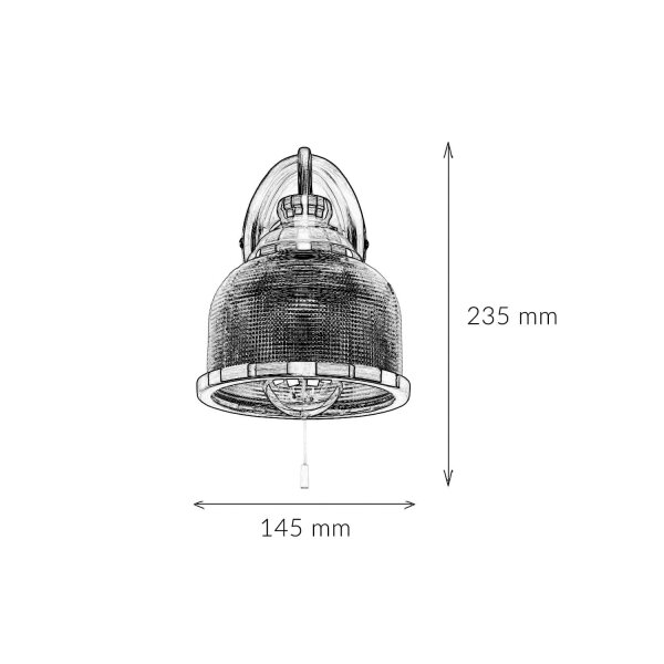 Wandlampe mit Schalter H: 24,5 cm in Messing antik E27