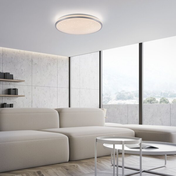 Romantische LED Deckenlampe Nachthimmel Silber dimmbar