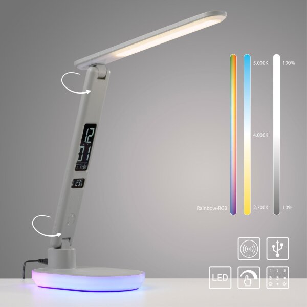 LED SchreibTischlampe Display Dimmer Ladefunktion 54 cm