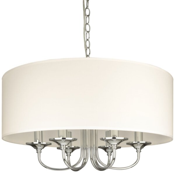 Hängelampe rund Ø 60 cm Stoff Metall Chrom Weiß ISKERA