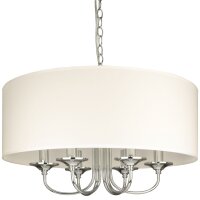 H&auml;ngelampe rund &Oslash; 60 cm Stoff Metall Chrom...
