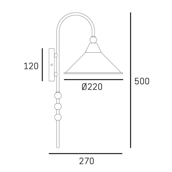 Wandleuchte Metall groß H: 50 cm in Gold E27 Loft Design