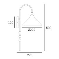 Wandleuchte Metall groß H: 50 cm in Gold E27 Loft...