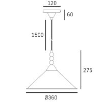 Hängelampe Metall Ø 36 cm H: max. 183,5 cm...