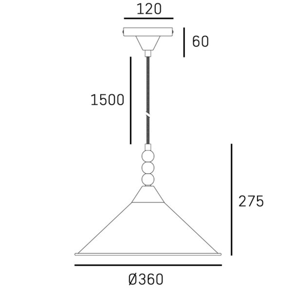 Hängelampe Metall Ø 36 cm H: max. 183,5 cm in Gold E27 JORUND