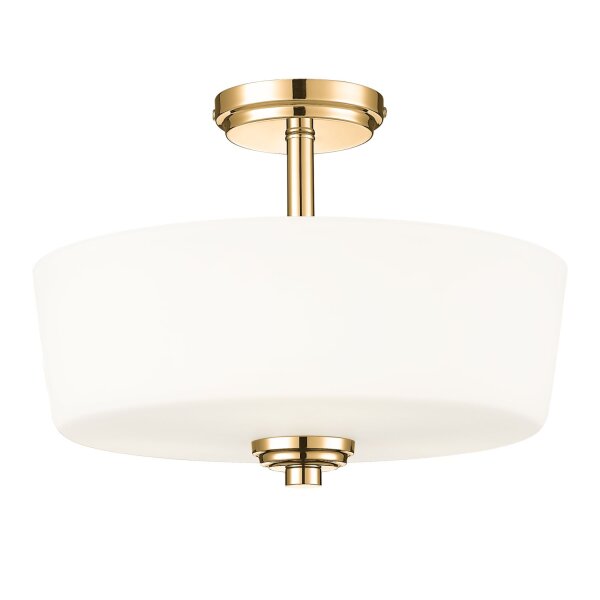 Deckenlampe Glas Metall 3x E27 rund D: 37 cm in Gold Weiß
