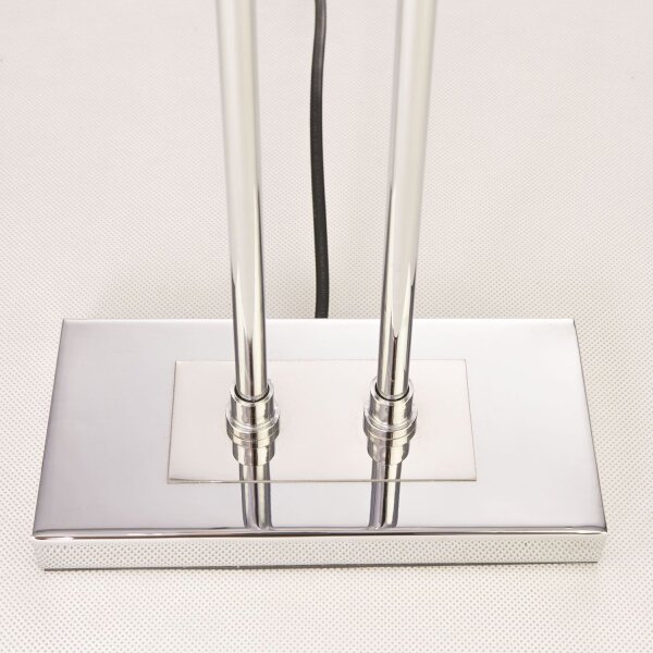 Tischlampe Stoff Metall E27 60 cm Chrom Weiß Modern