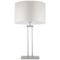 Tischlampe Stoff Metall E27 60 cm Chrom Weiß Modern