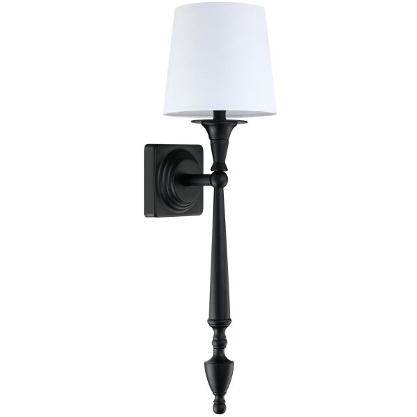 Wandleuchte Metall Stoff E27 54 cm hoch Schwarz Weiß Rustikal