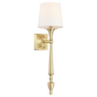 Wandlampe Metall Stoff E27 H: 54 cm in Messing Weiß...