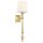 Wandlampe Metall Stoff E27 H: 54 cm in Messing Weiß Rustikal