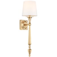 Wandlampe Gold Weiß 54 cm hoch Metall Stoff E27...
