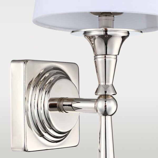 Wandlampe E27 54 cm hoch Nickel Weiß Rustikal Stoff Metall