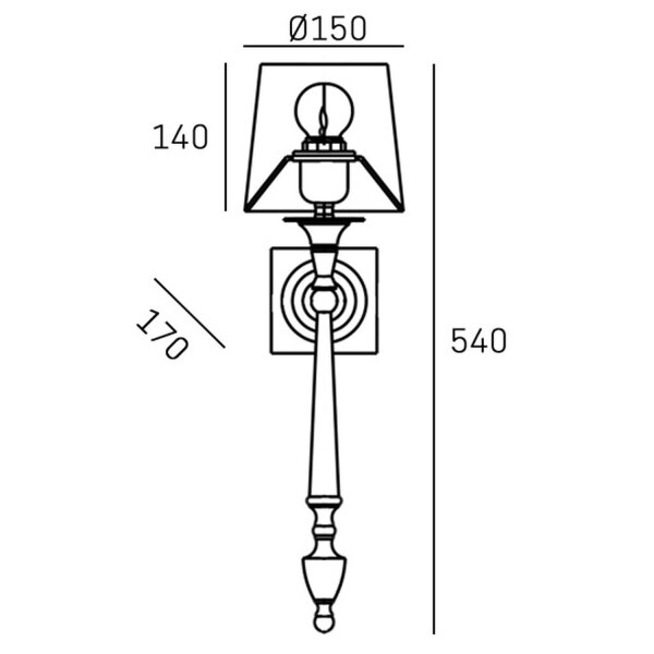 Wandlampe E27 54 cm hoch Nickel Weiß Rustikal Stoff Metall